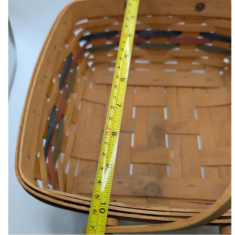 Vtg 1997 Longaberger Shades of Autumn Double‎ Handle Pie Basket Square 10in Ohio